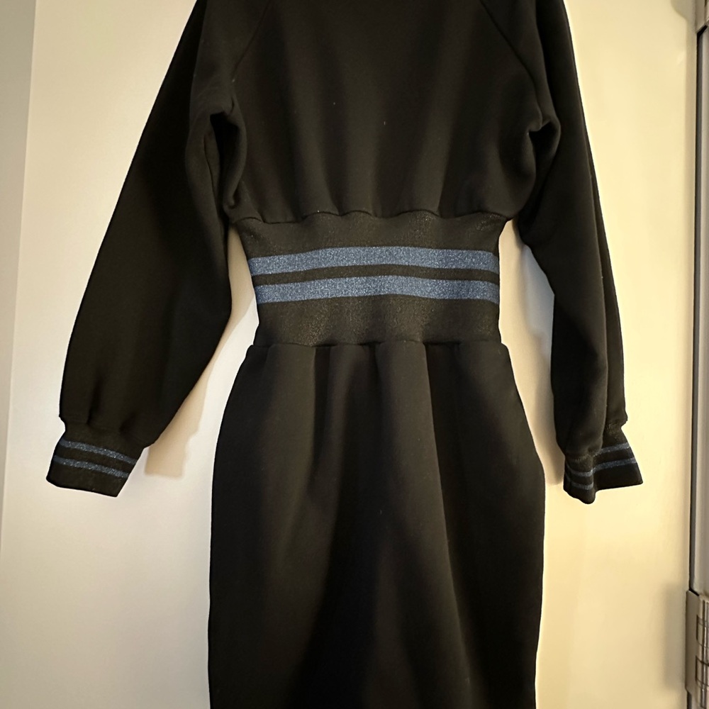 Cynthia Rowley Black Dress with Blue Stripes